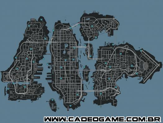 GTA IV - Cadê o Game - Mapa das armas, coletes, para-quedas e outros